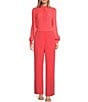 Color:Coral - Image 3 - Sayakat Woven Pocketed Wide Leg Trouser Pants