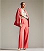 Color:Coral - Image 5 - Sayakat Woven Pocketed Wide Leg Trouser Pants