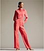 Color:Coral - Image 6 - Sayakat Woven Pocketed Wide Leg Trouser Pants