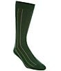 Color:Dark Green - Image 1 - Vertical Stripe Mid-Calf Dress Socks