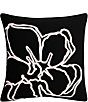 Color:Black - Image 1 - Vietnam Collection Oversized Signature Magnolia Embroidered Cotton Square Pillow
