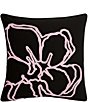 Color:Black/Pink - Image 1 - Vietnam Collection Oversized Signature Magnolia Embroidered Cotton Square Pillow