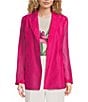 Color:Bright Pink - Image 1 - Yomu Organza Knit Notch Collar Long Sleeve Oversized Blazer