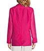 Color:Bright Pink - Image 2 - Yomu Organza Knit Notch Collar Long Sleeve Oversized Blazer