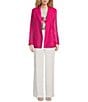 Color:Bright Pink - Image 3 - Yomu Organza Knit Notch Collar Long Sleeve Oversized Blazer