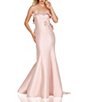 Color:Rose Blush - Image 1 - 3D Floral Detailed Strapless Mermaid Gown