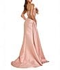 Terani Couture 3D Floral Strapless Stretch Mikado Drape Front Sheath Gown, Color:Blush - Image 2