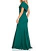 Color:Emerald - Image 2 - Asymmetrical Neck Short Sleeve Ruched Beaded Mermaid Gown