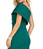 Color:Emerald - Image 4 - Asymmetrical Neck Short Sleeve Ruched Beaded Mermaid Gown