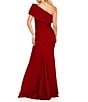 Color:Wine - Image 2 - Asymmetrical Neck Short Sleeve Ruched Beaded Mermaid Gown