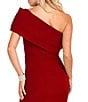 Color:Wine - Image 4 - Asymmetrical Neck Short Sleeve Ruched Beaded Mermaid Gown