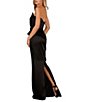 Color:Black - Image 2 - Asymmetrical Peplum Waist Satin Dress