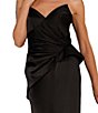 Color:Black - Image 3 - Asymmetrical Peplum Waist Satin Dress