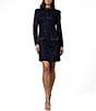 Terani Couture Beaded Mock Neck Long Illusion Sleeve Tweed Sheath Dress - Image 1