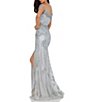 Color:Silver - Image 2 - Beaded Off-the-Shoulder Thigh High Front Slit Sleeveless Mermaid Gown
