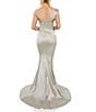 Color:Taupe - Image 2 - Beaded One Shoulder Sleeveless Front Slit Mermaid Gown
