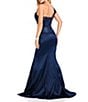 Color:Navy - Image 2 - Beaded One Shoulder Sleeveless Front Slit Mermaid Gown