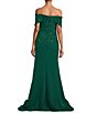 Color:Emerald - Image 2 - Beaded Satin Off-the-Shoulder Gown
