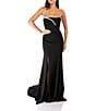 Color:Black - Image 1 - Beaded Trim Strapless Mermaid Gown