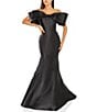 Color:Black - Image 1 - Bow Front Off the Shoulder Sleeveless Mermaid Gown