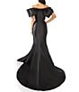 Color:Black - Image 2 - Bow Front Off the Shoulder Sleeveless Mermaid Gown
