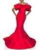 Color:Red - Image 1 - Bow Front Off the Shoulder Sleeveless Mermaid Gown