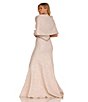 Color:Grey - Image 4 - Brocade Twist Off-the-Shoulder Short Sleeve Beaded Waist Mermaid Gown