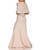Color:Champagne - Image 2 - Brocade Twisted Short Sleeve Beaded Waist Mermaid Gown