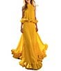 Terani Couture Chiffon Halter Neck Peplum Ruffle Long Gown - Image 1