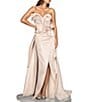 Color:Rose Gold - Image 1 - Embellished Metallic Strapless Sweetheart Neck Gown