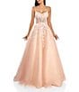 Color:Blush - Image 1 - Embroidered Corset Bodice Sweetheart Neck Sleeveless Ball Gown