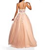 Color:Blush - Image 2 - Embroidered Corset Bodice Sweetheart Neck Sleeveless Ball Gown