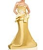 Color:Gold - Image 1 - Embroidered Mikado Strapless Sleeveless Mermaid Gown