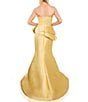 Color:Gold - Image 2 - Embroidered Mikado Strapless Sleeveless Mermaid Gown