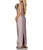 Color:Mauve - Image 2 - Floral Applique Strapless Gown