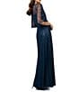 Terani Couture Flutter Sleeve Sequin Mesh Blouson Gown, Color:Petrol - Image 3