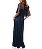 Terani Couture Flutter Sleeve Sequin Mesh Blouson Gown, Color:Petrol - Image 2