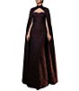 Terani Couture Halter Jacquard Capelet Gown - Image 1