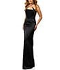 Terani Couture Halter Neck Corset Bodice Mikado Column Gown, Color:Black - Image 1