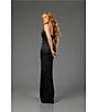 Terani Couture Halter Neck Corset Bodice Mikado Column Gown, Color:Black - Image 5