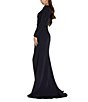 Terani Couture Illusion Neck Beaded Gown, Color:Navy - Image 2
