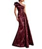 Terani Couture Jacquard Beaded Ruffle One Shoulder Trumpet Gown - Image 4