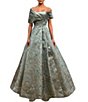 Terani Couture Jacquard Off-The-Shoulder A-Line Gown - Image 1