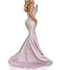 Color:Pink - Image 2 - Metallic Jacquard Strapless Sleeveless Mermaid Gown