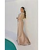 Terani Couture Mikado 3D Flower Beaded Long Illusion Sleeve Dress - Image 4
