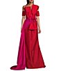 Terani Couture Mikado Asymmetrical One Shoulder Short Sleeve Bow Sash Gown,Specials : American Fashion Style Bags On Sale