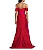 Color:Red Fuchsia - Image 2 - Mikado Asymmetrical One Shoulder Short Sleeve Bow Sash Gown