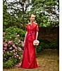 Color:Red Fuchsia - Image 5 - Mikado Asymmetrical One Shoulder Short Sleeve Bow Sash Gown
