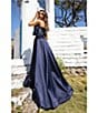 Terani Couture Mikado Embellished Bodice One Off-The-Shoulder A-Line Gown, Color:Navy Navy - Image 5