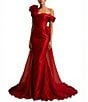 Terani Couture Mikado One Shoulder Rosette Applique Train Gown - Image 5